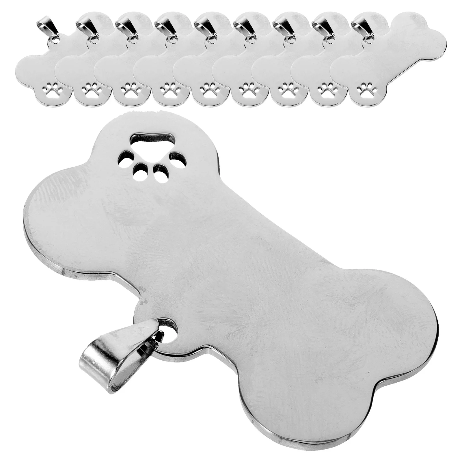 

10pcs Stainless Steel Pet ID Tags Dog Tags Pendants Cat Tags Bone Shaped Tags