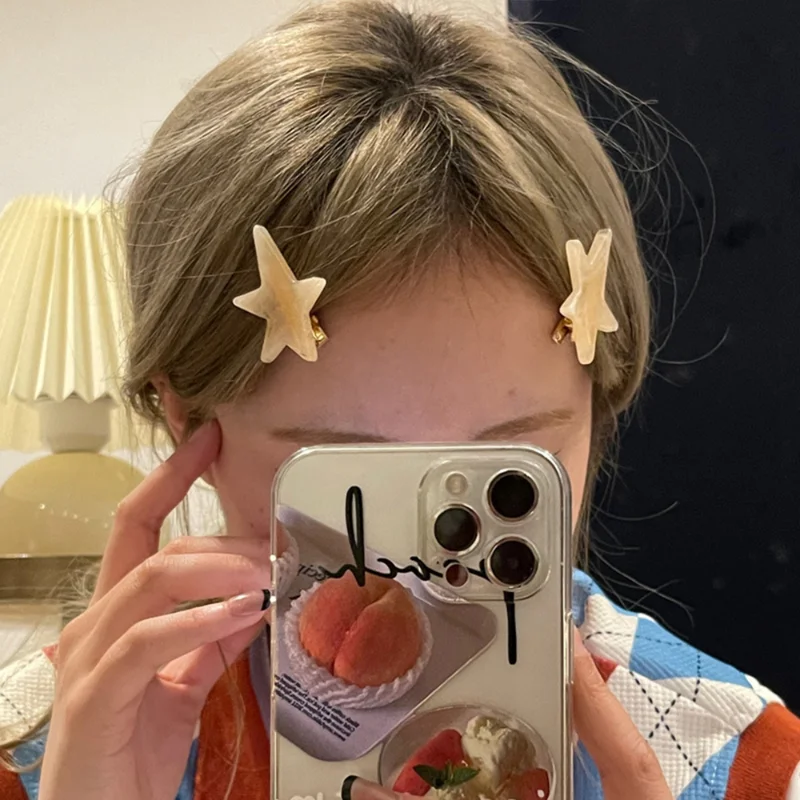 1/2 шт. акриловые заколки для волос со звездами Y2k девочек милые нестандартные