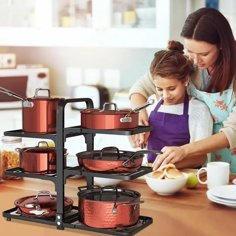 

Органайзер для кастрюль и сковородок, многофункциональная стойка для крышки кастрюли, самоклеящийся органайзер для кухонных инструментов,...