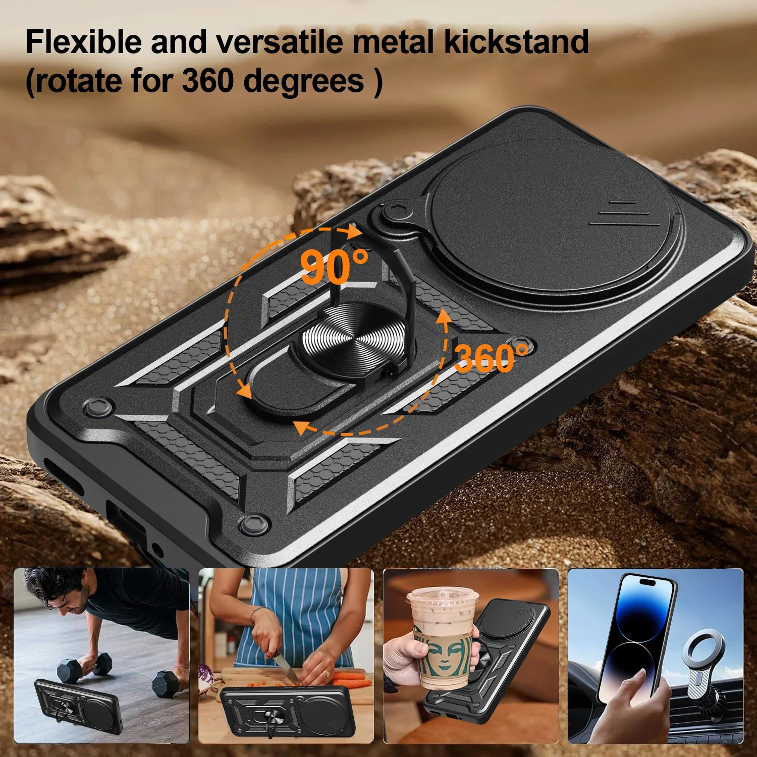 Чехол Funda для Redmi Note 14 Pro Plus 5G / защитный чехол с кольцом-подставкой камеры задняя