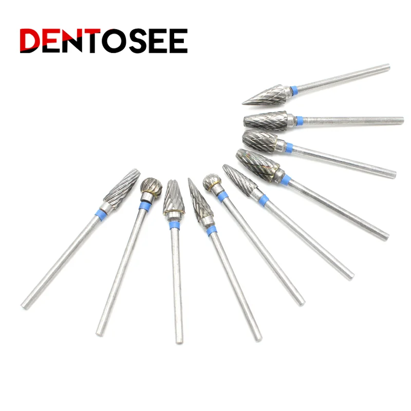 

10Pcs Dental Tungsten Carbide Burs Kits Tungsten Dental Milling Cutters Tungsten Steel Grinding Head Lab Burrs Tooth Drill