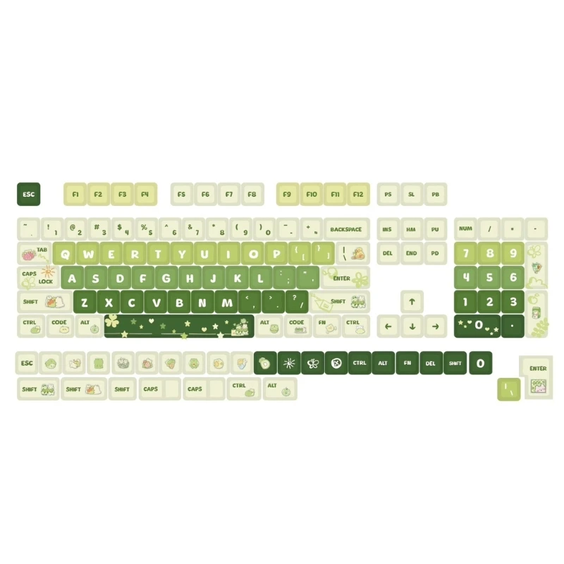 Колпачки для клавиш с зеленой темой PBT DyeSublimation Process Keycap 133Key профиль XDA установки