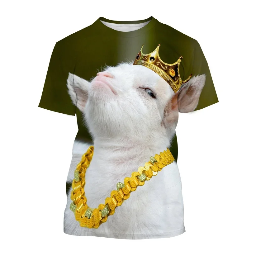 

2022 New Funny Animal Goat 3d Printing T-shirt Casual Fashion Summer Round Neck Short-sleeved Street Style T-shirt Y2k Top