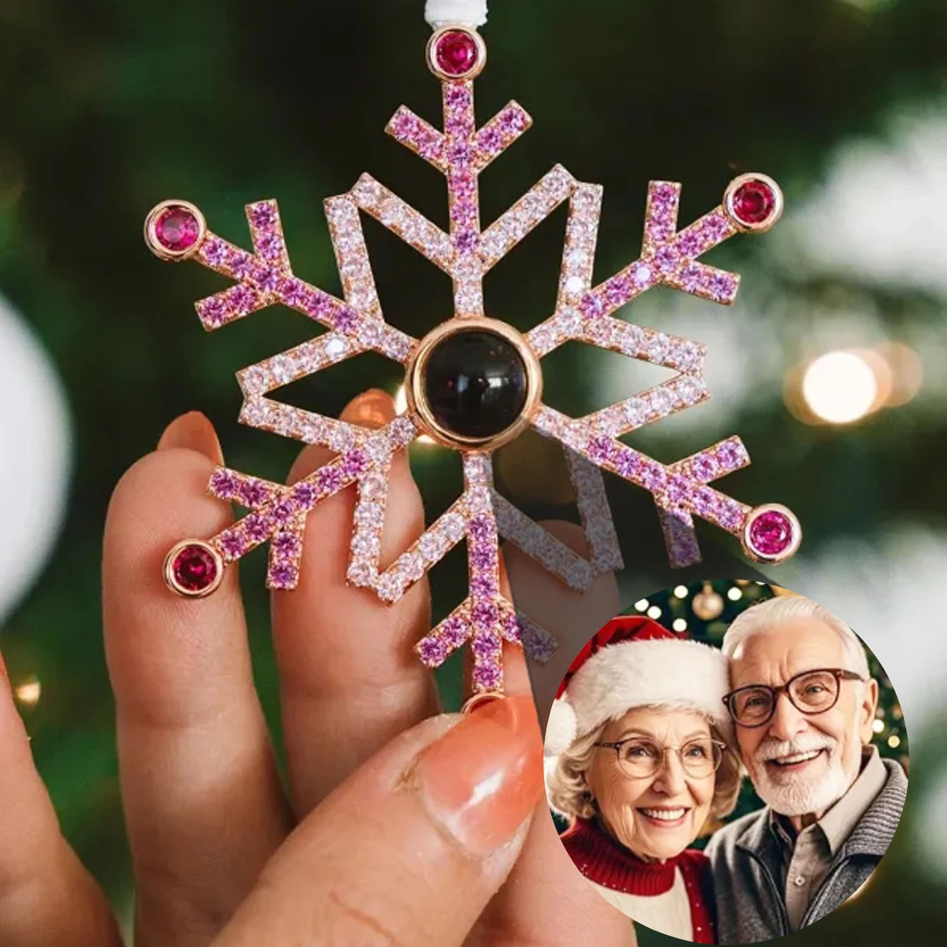 DHQH оптовая продажа индивидуальная фото снежинка/трость проекционная подвеска