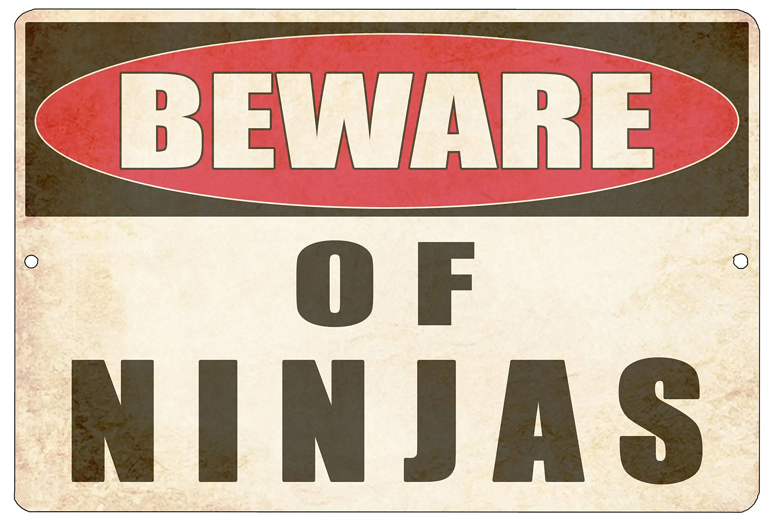 

Rogue River Tactical Sarcastic Metal Tin Sign Ninja Wall Decor Man Cave Bar Yard Wall Warning Beware of Ninjas