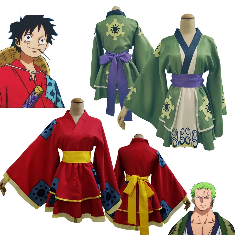 

One Cos Piece Luffy Cosplay Roronoa Zoro Lolita Dress Costume Women Outfits Kimono Skirts Belt Set Girl Halloween Disguise Suit