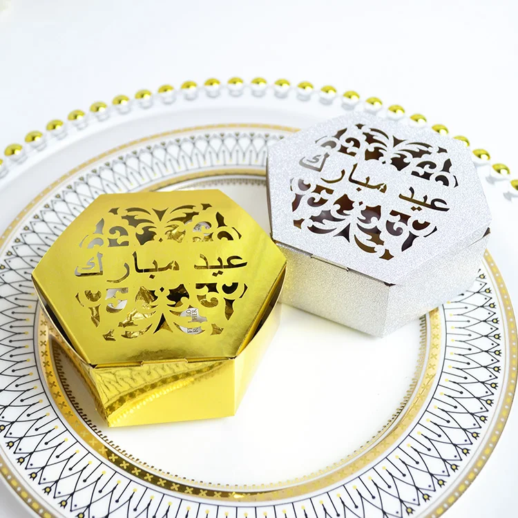 

Шестигранная лазерная резка Арабская ИД мубара конфеты коробки для фотографий