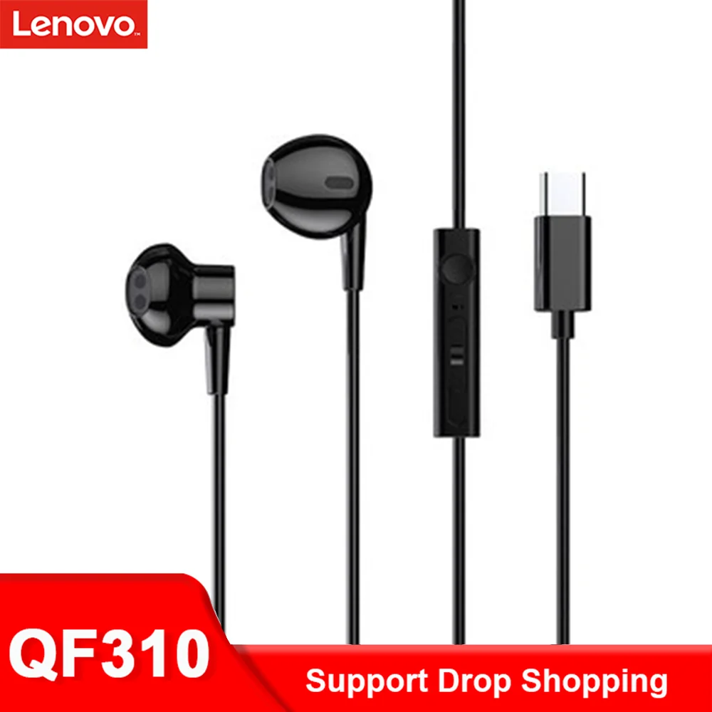 

Original Lenovo QF310 Type-C Wired Headphones In-Ear Headset Earphones With Mic Volume Control Compatible For All Mobile Phones