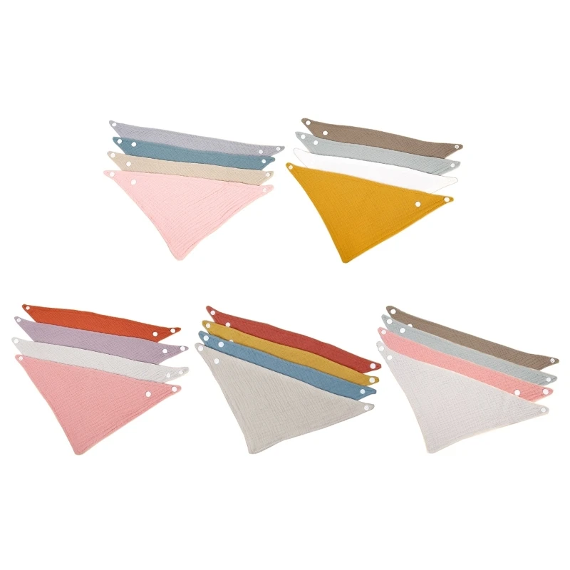 

4Pcs Cotton Bibs for Baby Drooling Newborn Bib Set Teething Nursing Towel