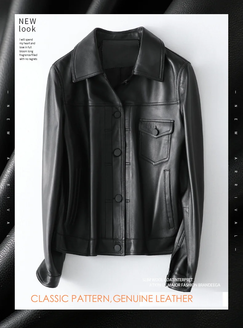 YR!Free shipping.fashion Ladies genuine leather jackets.chic ,trendy ,vintage sheepskin tops