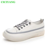 ciciyang womens flat lace up white shoes 2022 autumn new ladies casual soft soled shoes genuine leather sneakers large size