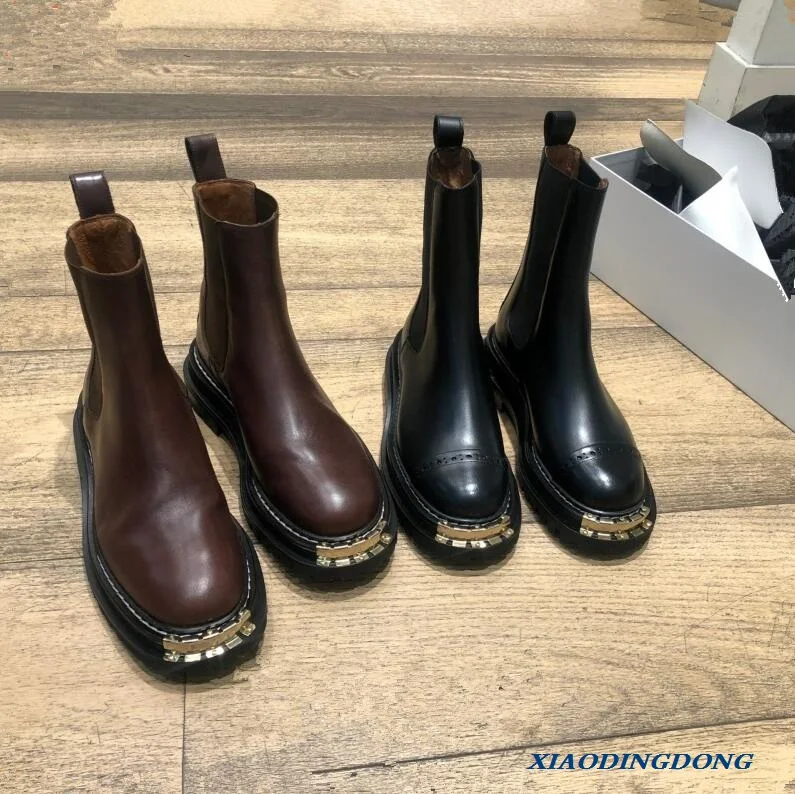

New Chelsea Boot Fashion Martin Boot Thick Bottom Dark Locomotive Boots Handsome Punk Shoes Girl Metal Gothic Boots