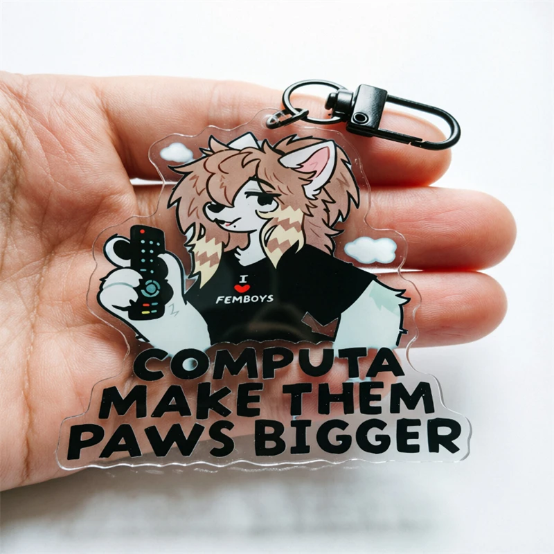 Фото Брелок из акрила Computa Make Them Paws Bigger - Пушистый акриловый брелок с милым животным, тематический шарм для сумки, коллекционный подарок для фанатов №2