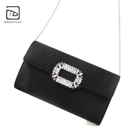 greathan satin envelope evening clutch bag with rhinestone and chain