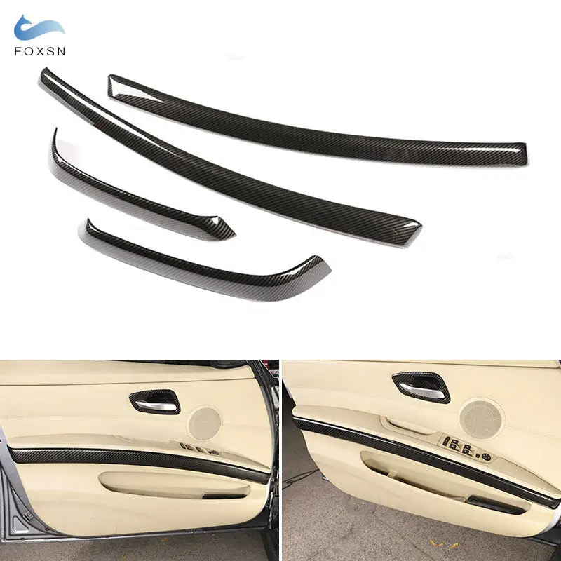 

For BMW 3 Series E90 2005 - 2012 Car Interior Door Armrest Panel Side Strips Cover Trim Accessories ABS Carbon Fiber Grain