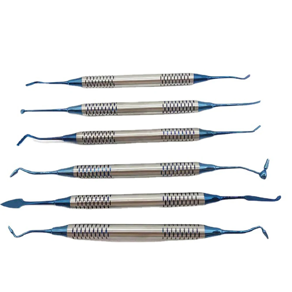6Pcs/Kit Dental Composite Resin Filling Spatula Resin Filling Repair Dentist Tools Instrument Titanium Plated Restoration Head