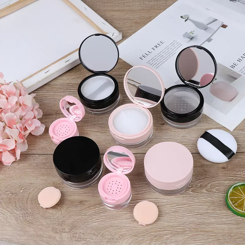 

Portable Plastic Powder Box Empty Loose Powder Pot With Sieve Mirror Cosmetic Sifter Loose Jar Travel Makeup Container 7 Styles