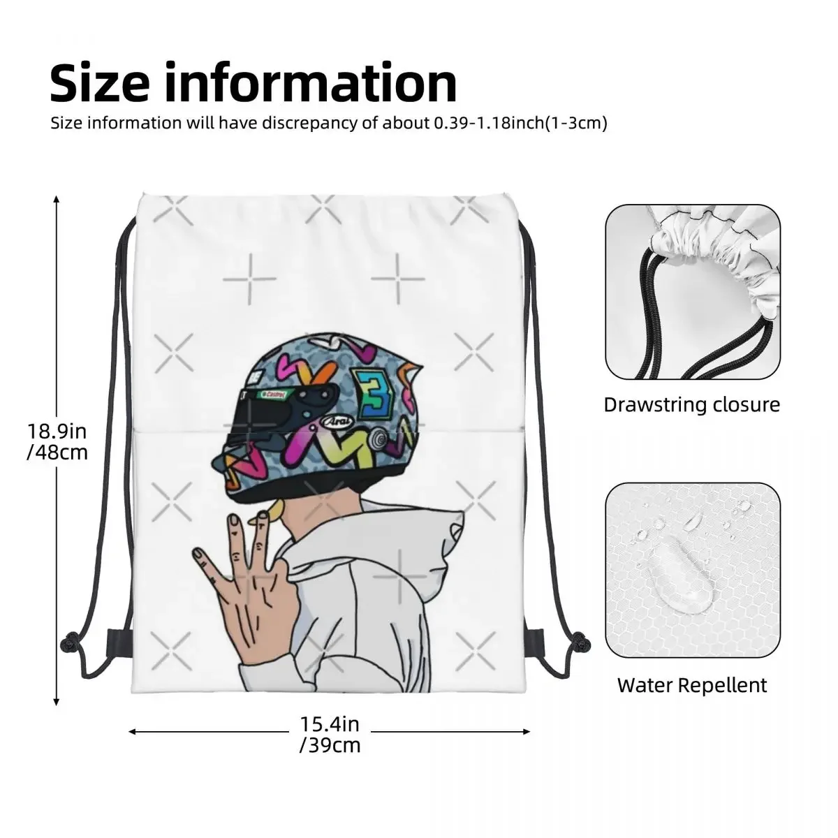 Рюкзак на шнурке Даниэль Рикардо-номер 3 сумка через плечо молнии с карманом для