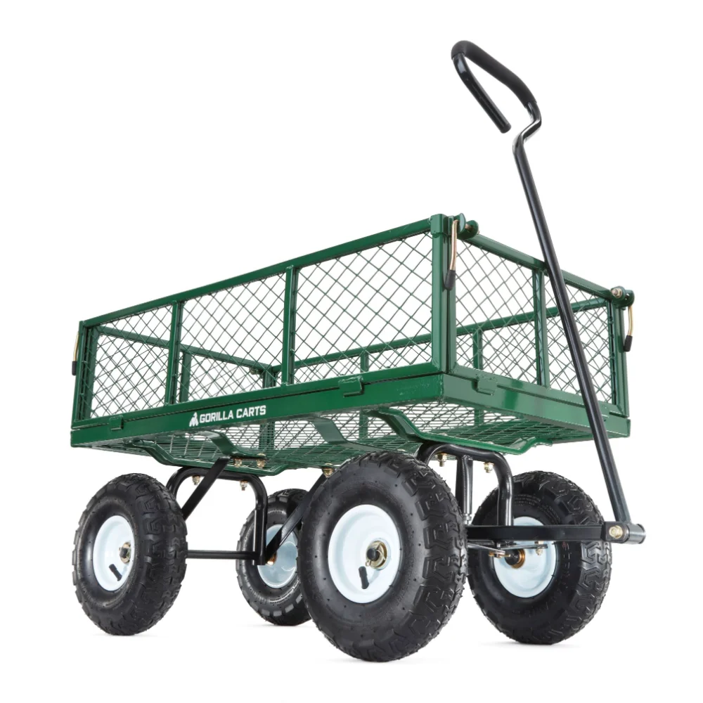 New Garden Cart GOR400 400-lb. Steel Mesh Garden Trolley Cart with 10" Tires Free Shipping