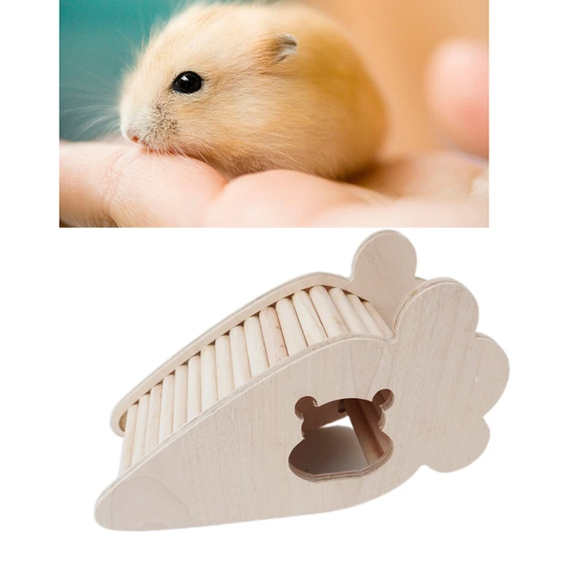 

Hamster Climbing House Cute Carrot Shaped Bottomless Design Small Pets Wooden Hideout for Syrian Hamster Cage Decor Y5GB