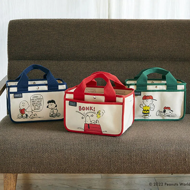 

Snoopy Charles Brown Woodstock мультяшная многофункциональная Холщовая Сумка для хранения с несколькими отделениями, ручная сумка для обеда, подарок для...