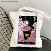 women shopper bag magic sun and moon the coffee tarot card witchy bag harajuku canvas shopper bag girl handbag shoulder lady bag