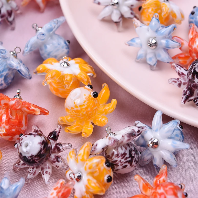 10 шт./партия стеклянный амулет Осьминог