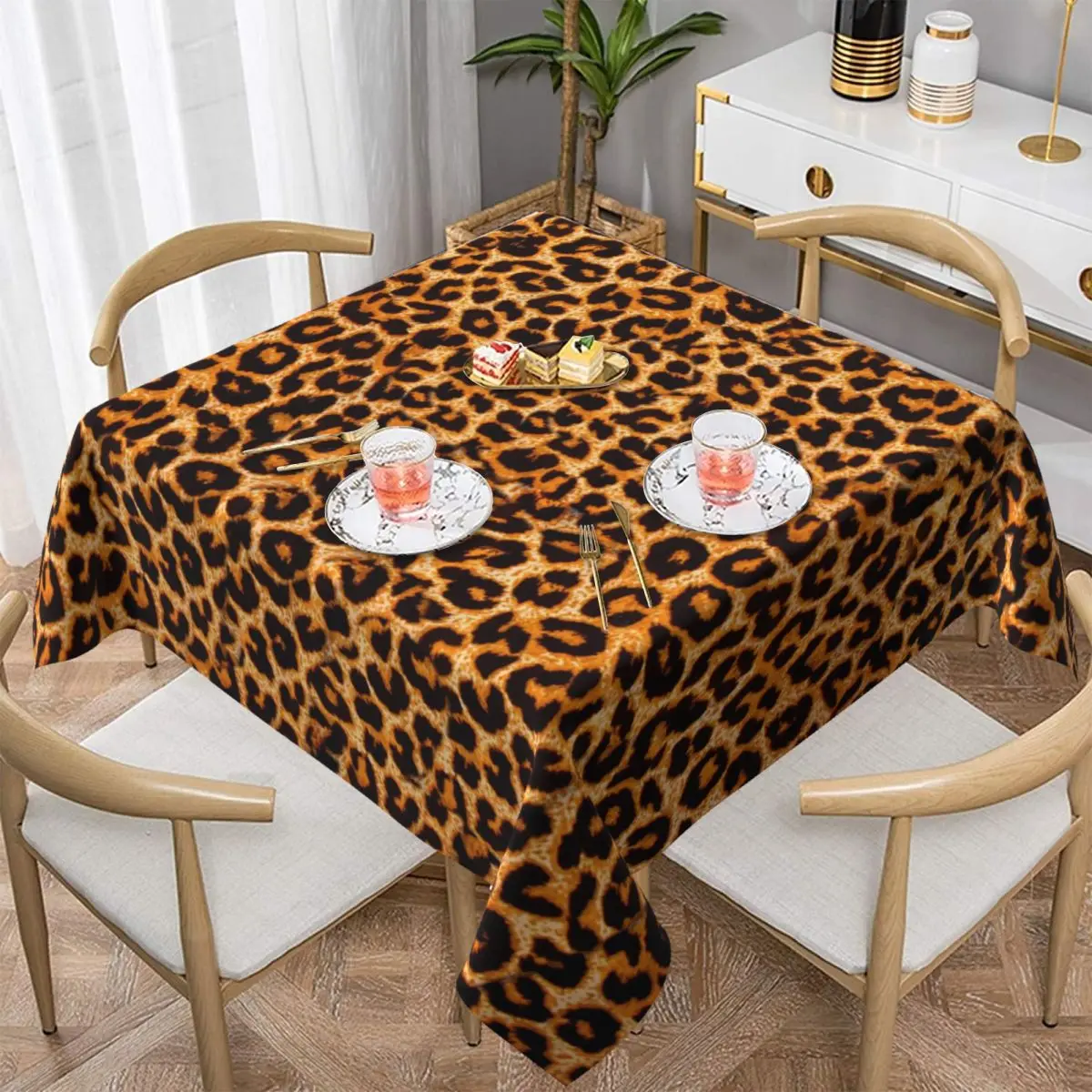 

Leopard Print Animal Skin Tablecloth Water Resistant Table Cloth Decorative Table Cover for Dining Table Buffet Parties Camping