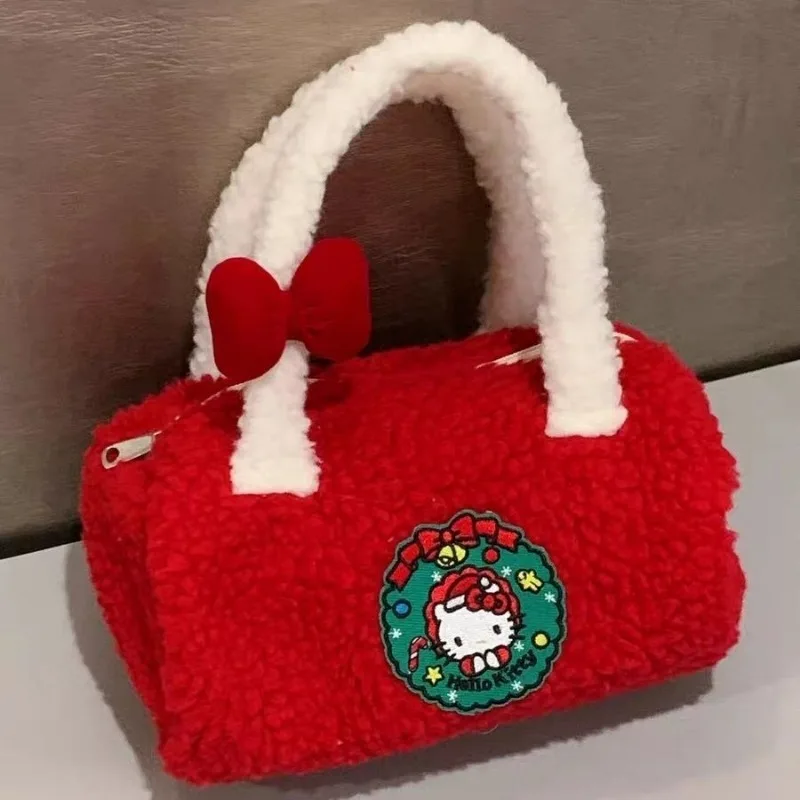 Sanrio Рождественский и Новый год Красный конверт Hello Kitty Сумка из овечьей шерсти для