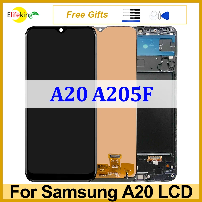 Оригинальный ЖК-дисплей для Samsung A20 A205 A205F, сенсорный экран A205GN A205G, дигитайзер в сборе, сменные экраны, 100% тестирование