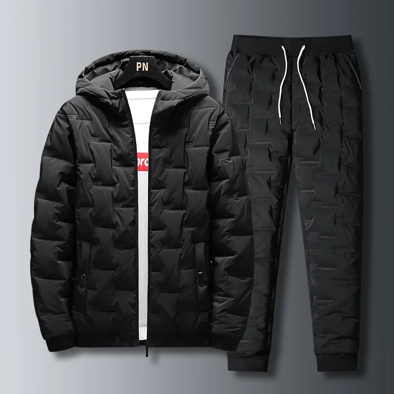 

Men Jackets Tracksuit Sets Thick Windproof Fashion Mens Hooded Bomber Coats Sportsweart Suit Brand Two Pieces Sweatsuit Warm 4XL