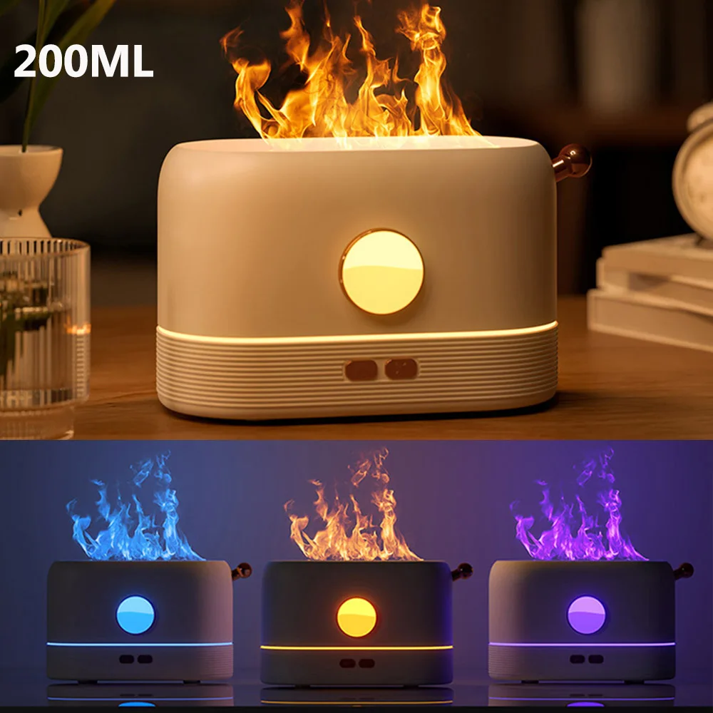 USB Flame Air Humidifier Aromatherapy Essential Oils for Humidifier Mist Maker Fogger Led Flame Lamp Difusor Home Air Freshener