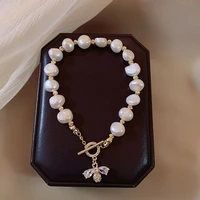 2022 pearl string bracelet for women party gift luxury zircon bee pendant bracelet fashion girls sweet jewelry