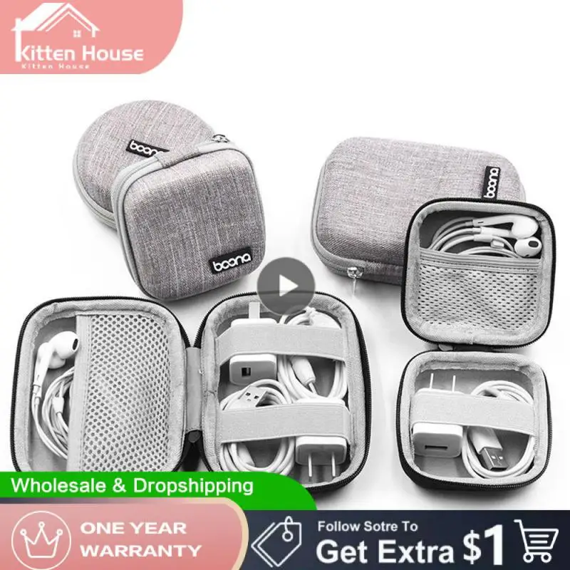 

Square Earphone Storage Bag Portable Round Eva Hard Shell Earphone Bag Oxford Cloth Data Cable Organizer Bag Storage Bag Oval