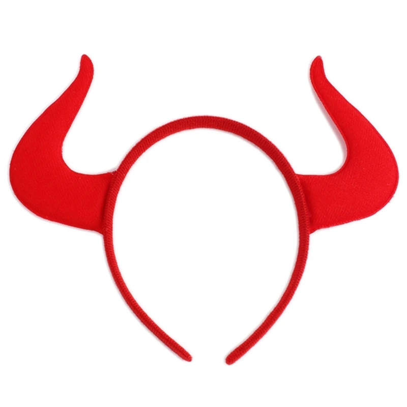 

Red Ox Horn Devil Horns Headband Demons Headpiece Halloween Headdress Fancy Headwear Cosplay Hair Accessories T8NB