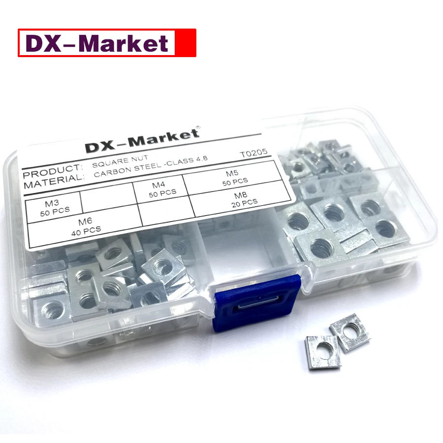 

[DX-market] набор квадратных гаек m3 m4 m5 m6 m8 210 шт., B007