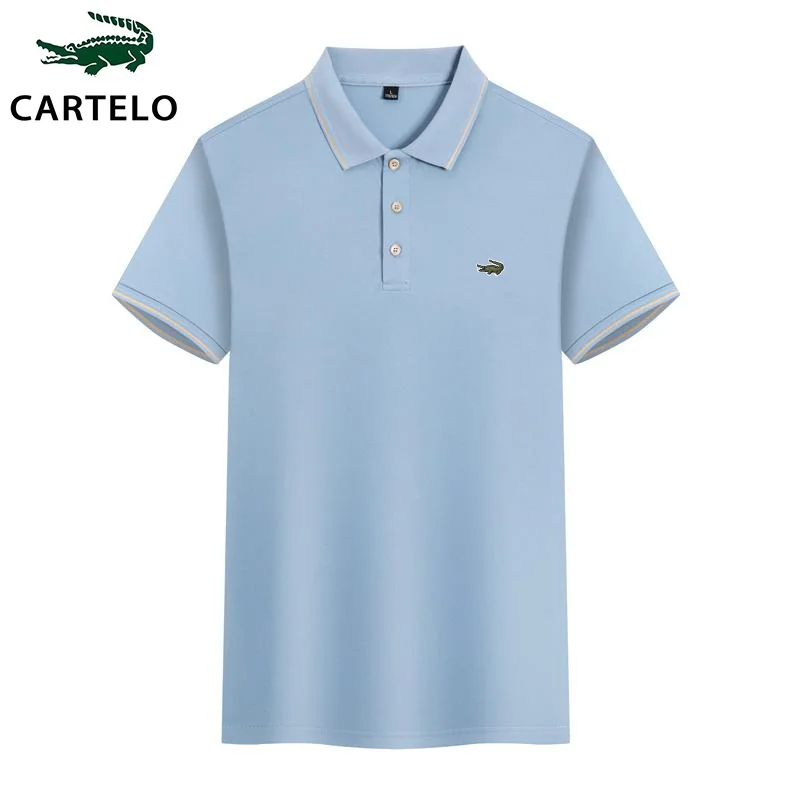 

Hot selling Embroidered CARTELO Summer Men's Anti Pilling Polo Shirt Crocodile Short Sleeve Casual Business Slim Fit Polo Shirt