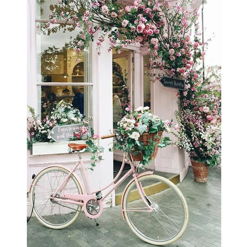 

DIY 5D Diamond Painting Bicycle Picture of Rhinestones Painting Diamond Mosaic Embroidery Flower Door diamond art