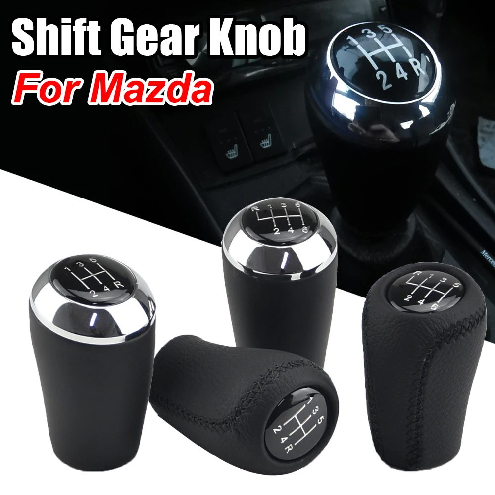 

Leather 5/6-Speed Gear Shift Knob for MAZDA 3 BK BL 5 CR CW 6 II GH CX-7 ER MX-5 NC III 23 MT Leather Shifter Lever Arm Headball