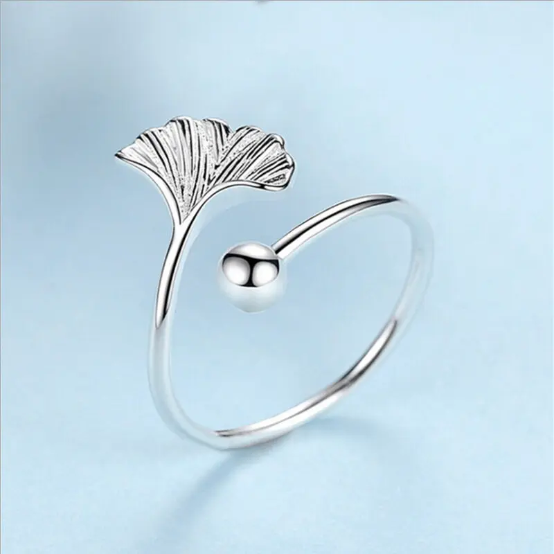 

Exquisite Fashion Silver Color Metal Ginkgo Leaf Open Rings for Women Elegant Charm Party Jewelry