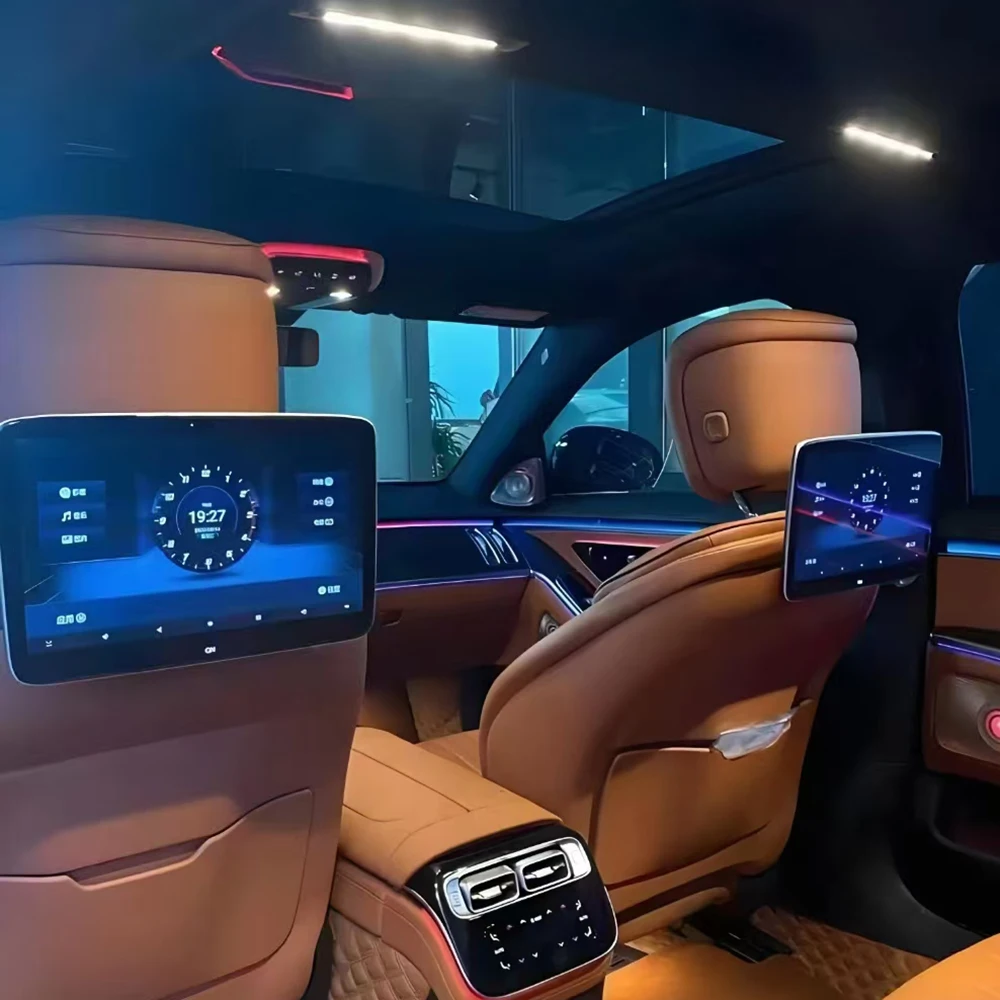 Фото Система развлечений для задних сидений Mercedes Benz W223 S450 S500 S580, Android, Bluetooth, WiFi, 4K, сенсорный экран, скрытый кронштейн №1