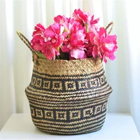 2022seagrass wicker basket flower pot folding basket dirty basket storage decoration storage organizer