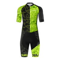green cycling one piece lycra jumpsuit mtb bike jersey set maillot ciclismo hombre bodysuit summer triathlon skinsuit ciclismo