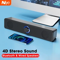 Soundbar Computer Speakers Wired Stereo Subwoofer USB Powered Soundbar For Laptop Gaming Home Theater Surround Audio