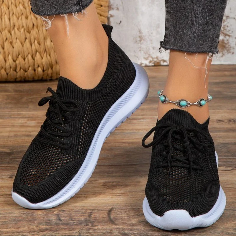

Mesh Tennis Flats Women Sport Shoes Autumn New 2023 Breathable Lace-up Casual Sneakers Soft Sole Comfort Running Classic Shoes