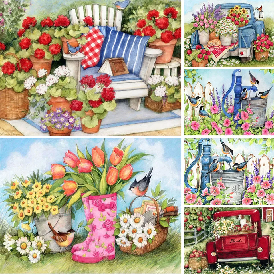 

5D DIY Diamond Painting Flower and Bird Set Embroidery Handmade Art Rhinestone Home Bedroom Study Wall Decoration Gift