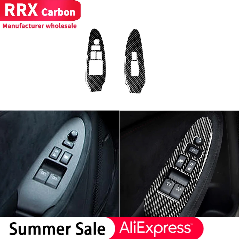 

RRX for Nissan 370Z Z34 2009-2021 Window Lift Panel Decoration Protective Cover Trim Carbon Fiber Sticker Black Car Accessories