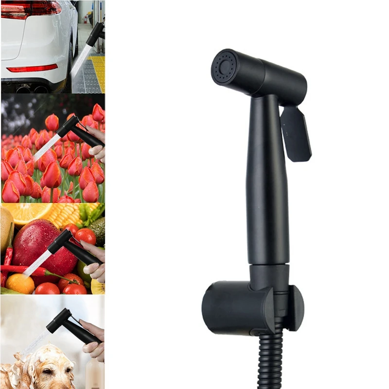 

4X Black Handheld Toilet Sprayer Stainless Steel Bathroom Bidet Sprayer Set With Hose For Shower Sprayer Wall Or Toilet