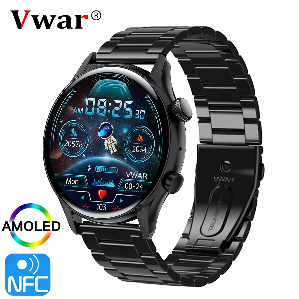 

2022 Новые смарт-часы AMOLED с экраном, для мужчин, всегда отображает время, Bluetooth Вызов, музыка, NFC, умные часы, для женщин, спорт, фитнес-трекер