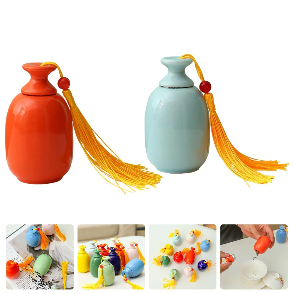 

2Pcs Jar Powder Dispenser Ceramic Tea Can Mini Tea for Outdoors Home Storage